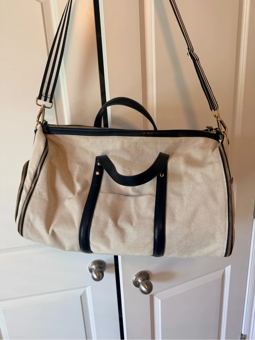 Canvas Weekender Duffle Bag with Black Trim